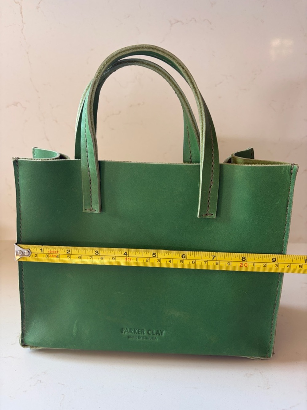 Parker Clay Green Leather Tote Bag - Picture 7 of 9